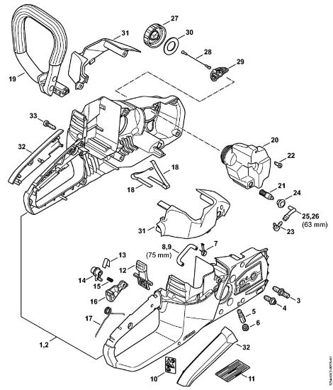 Handle housing, Shroud Battery chain saws (MSA) MSA 140 C-B Stihl