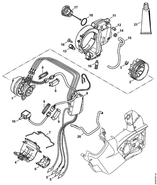 Electric motor, Electronic module, Oil tank Battery chain saws (MSA) MSA 160 T Stihl