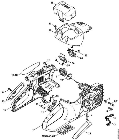 Handle housing, Shroud Battery chain saws (MSA) MSA 200 C-B Stihl