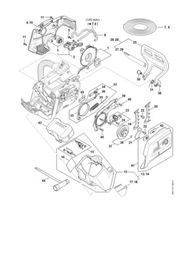 Picture of Shroud, Fan housing, Oil pump, Hand guard, Chain brake MSA 220.0 T