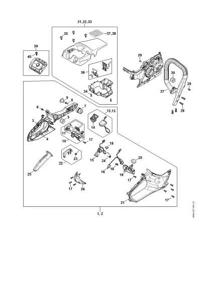 Picture of B - Handle housing, Handlebar, Shroud MSA 300.0 C-O