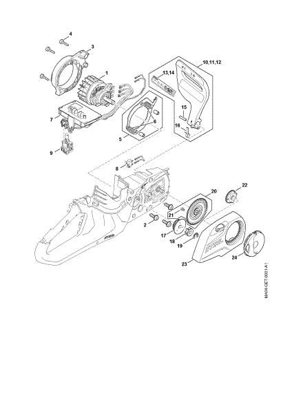 Picture of Electric motor, Electronic module, Chain sprocket cover MSA 70.0 C-B