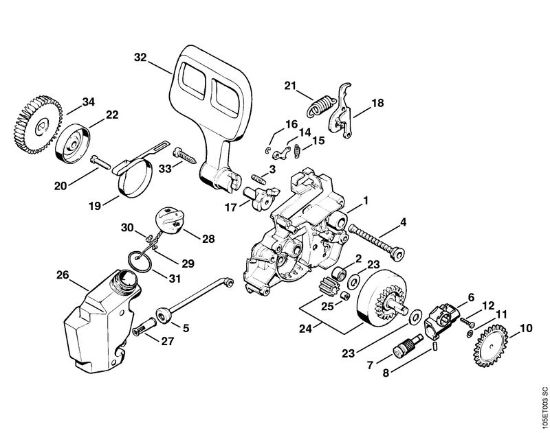 Oil pump, Chain brake Electric chain saws (MSE) E 14 Stihl