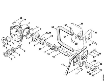 Gear housing, Bar connecting housing, Handlebar Electric chain saws (MSE) E 15 Stihl