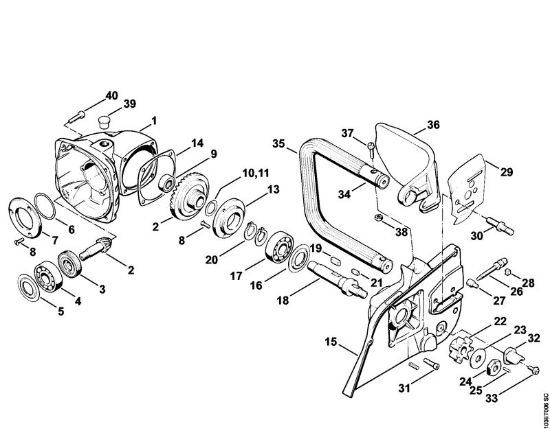 Gear housing, Bar connecting housing, Handlebar Electric chain saws (MSE) E 15 Stihl