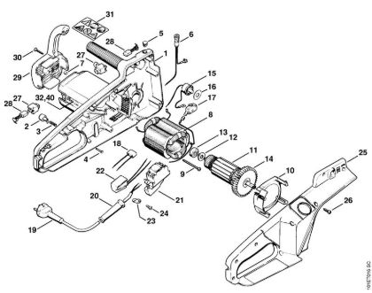 Electric motor E 220, E 20 Electric chain saws (MSE) E 20 Stihl