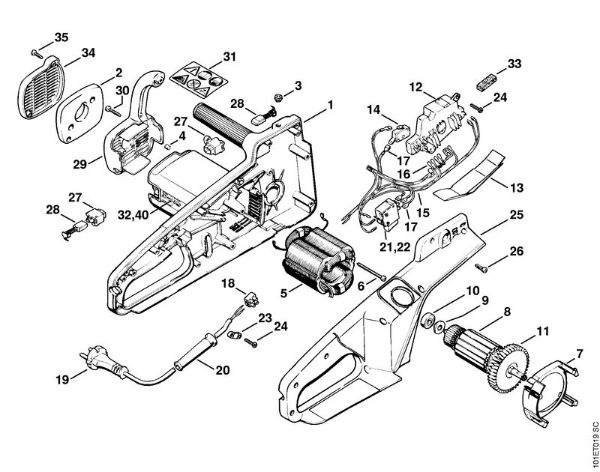 Electric motor E 220 C, E 20 C Electric chain saws (MSE) E 20 C Stihl