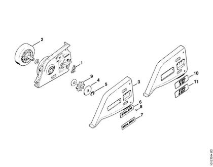 Chain sprocket cover (13.98), (40.94) Electric chain saws (MSE) E 220 Stihl