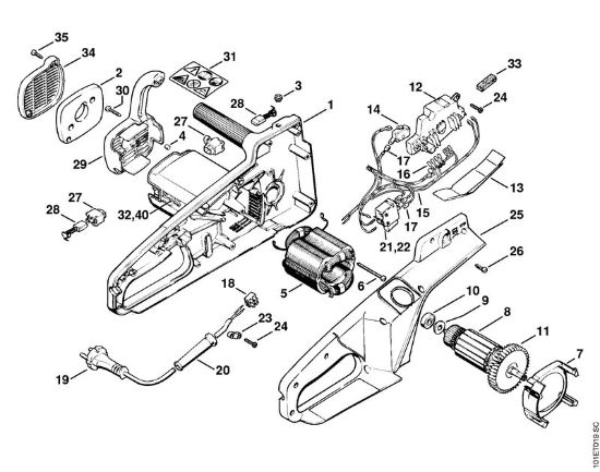 Electric motor E 220 C, E 20 C Electric chain saws (MSE) E 220 C Stihl