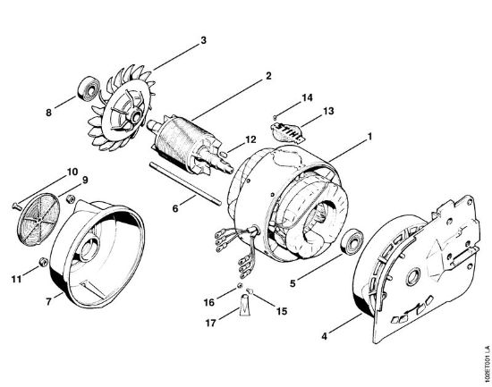 Stator housing, Motor shaft Electric chain saws (MSE) E 30 Stihl