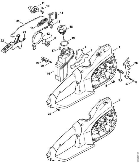 Handle housing, Oil tank Electric chain saws (MSE) MSE 190 C-BQ Stihl