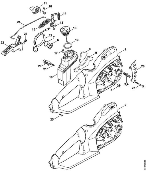 Handle housing, Oil tank Electric chain saws (MSE) MSE 210 C-BQ Stihl