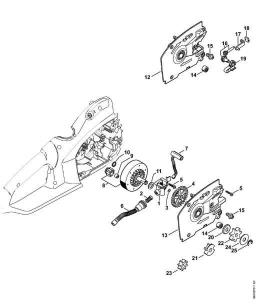 Oil pump, Chain sprocket Electric chain saws (MSE) MSE 210 C-BQ Stihl