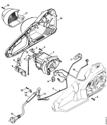 Electric motor, Motor housing Electric chain saws (MSE) MSE 250 C-Q Stihl