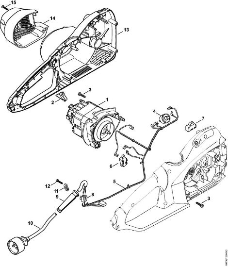 Electric motor, Motor housing USA, CDN Electric chain saws (MSE) MSE 250 C-Q Stihl