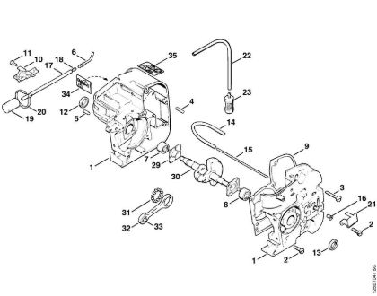Crankcase Gasoline chain saws (MS) 009 E Stihl