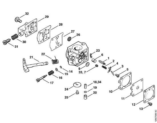Carburetor WT-323 USA, WT-563 CDN Gasoline chain saws (MS) 009 Q Stihl