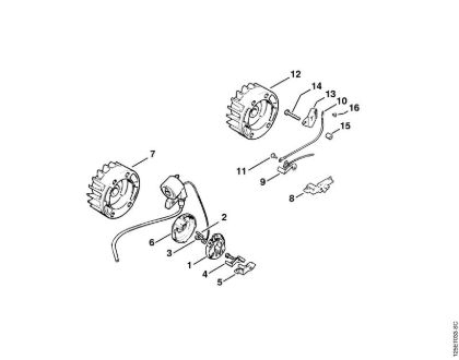 Ignition system (27.86), (25.84), (27.83) Gasoline chain saws (MS) 011 AVEQ Stihl