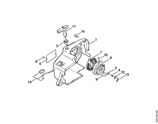 Rewind starter Gasoline chain saws (MS) 011 AVEQ Stihl
