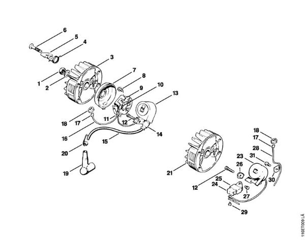 Ignition system Gasoline chain saws (MS) 015 AV Stihl