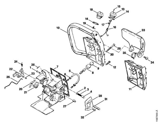 Handle housing Gasoline chain saws (MS) 015 L Stihl