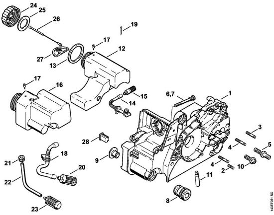 Motor housing Gasoline chain saws (MS) 017 Stihl