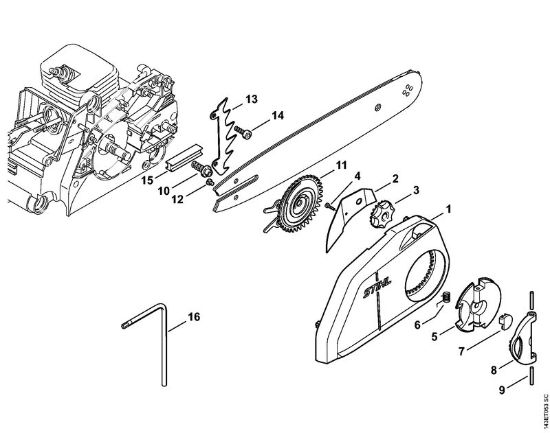 Quick chain tensioner Gasoline chain saws (MS) 017 Stihl