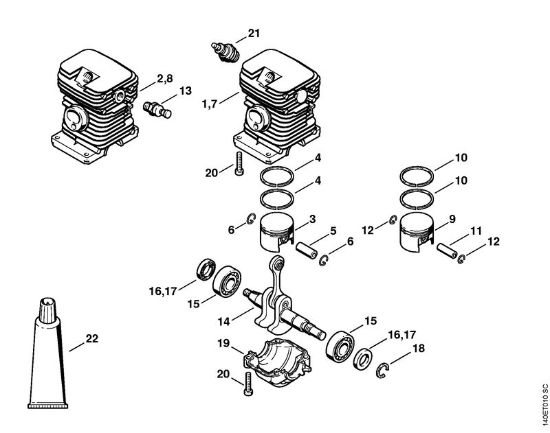 Cylinder Gasoline chain saws (MS) 018 C Stihl
