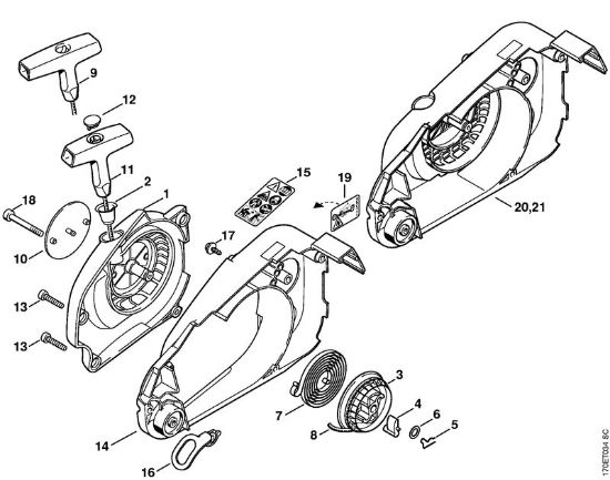 Fan housing Gasoline chain saws (MS) 019 T Stihl