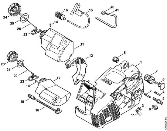 Motor housing Gasoline chain saws (MS) 019 T Stihl
