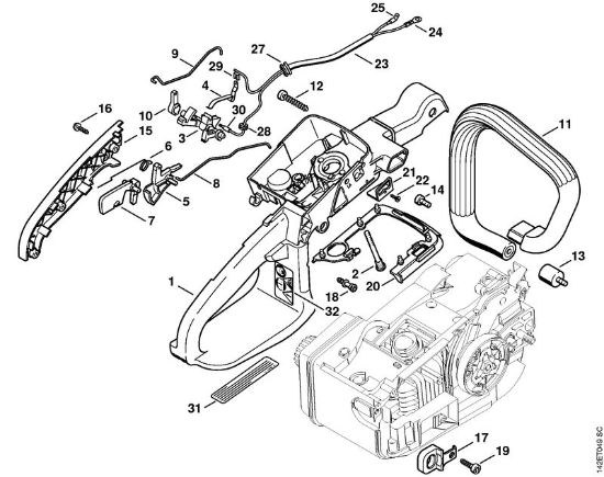 Handle housing 020 Gasoline chain saws (MS) 020 (1129) Stihl
