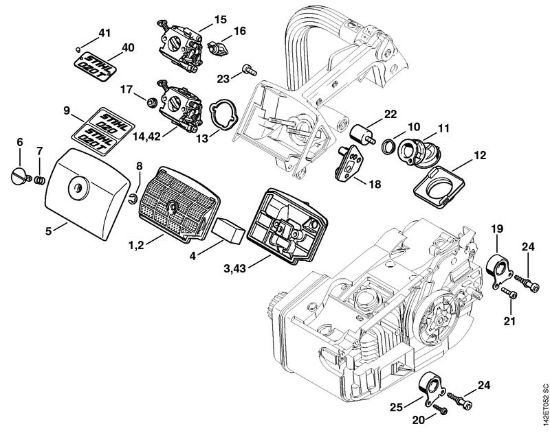 Air filter 020 T Gasoline chain saws (MS) 020 T Stihl