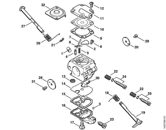 Carburetor C1Q-S32 Gasoline chain saws (MS) 020 T Stihl