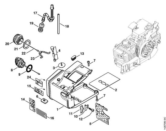 Tank housing 020 T Gasoline chain saws (MS) 020 T Stihl