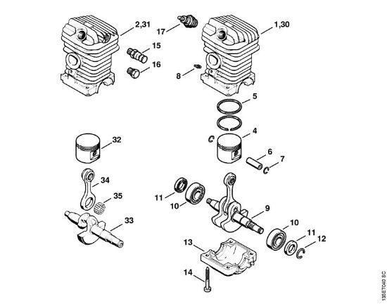 Engine 021 Gasoline chain saws (MS) 021 Stihl