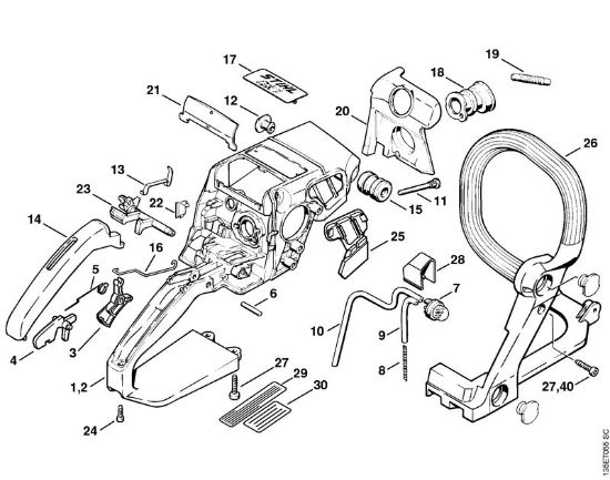 Handle housing Gasoline chain saws (MS) 023 Z Stihl