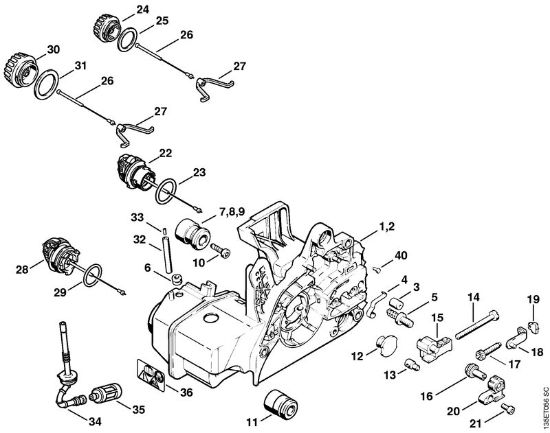 Motor housing Gasoline chain saws (MS) 023 Z Stihl