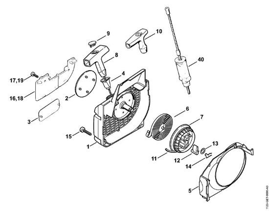 Rewind starter Gasoline chain saws (MS) 023 Z Stihl