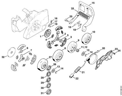 Clutch, Chain sprocket Gasoline chain saws (MS) 024 Stihl