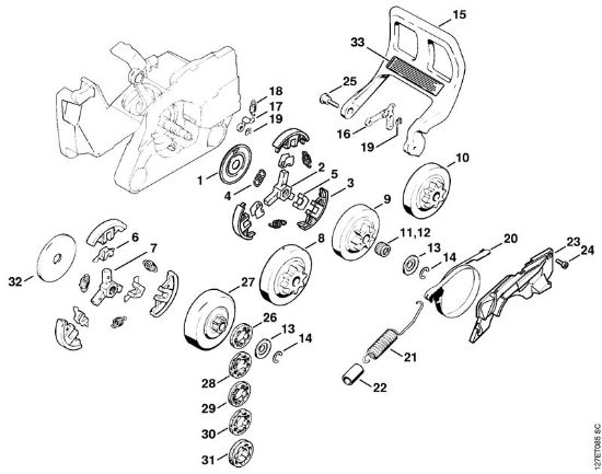 Clutch, Chain sprocket Gasoline chain saws (MS) 024 SW Stihl