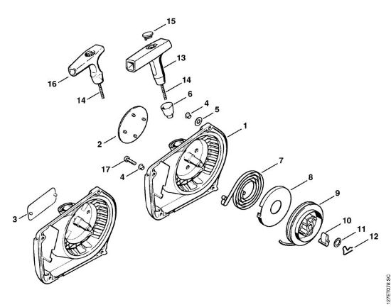 Rewind starter Gasoline chain saws (MS) 024 SW Stihl