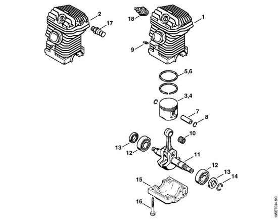 Engine 025 Gasoline chain saws (MS) 025 Stihl