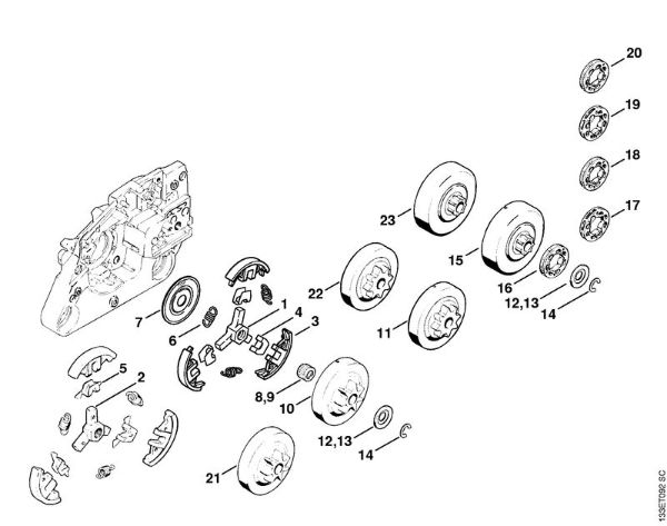 Clutch, Chain sprocket Gasoline chain saws (MS) 026 Stihl