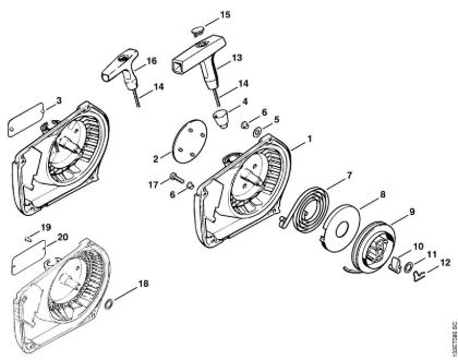 Rewind starter Gasoline chain saws (MS) 026 Stihl