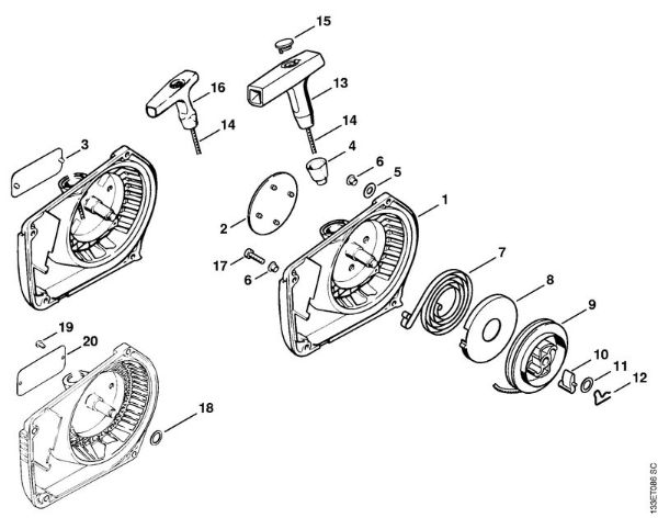 Rewind starter Gasoline chain saws (MS) 026 Stihl