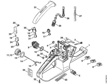Tank housing Gasoline chain saws (MS) 026 Stihl