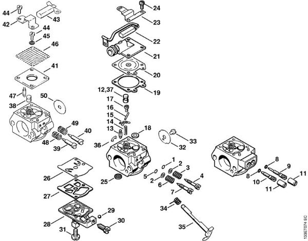 Carburetor WT-427, WT-590, WT-195, WT-155 Gasoline chain saws (MS) 026 C Stihl