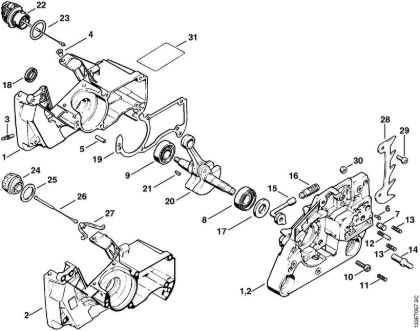 Crankcase Gasoline chain saws (MS) 026 C Stihl
