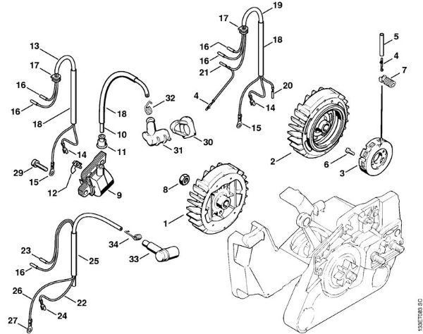 Ignition system Gasoline chain saws (MS) 026 C Stihl