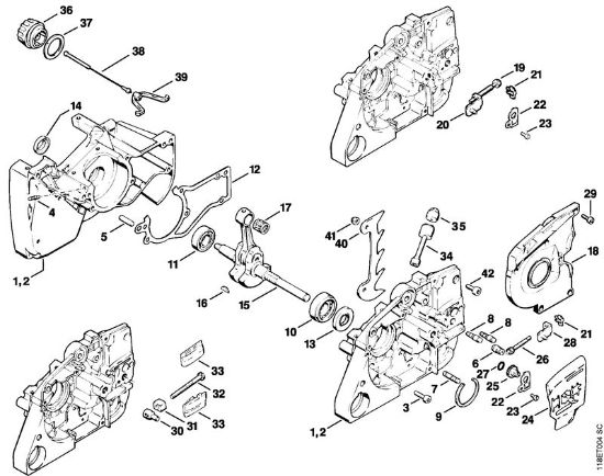 Crankcase, Crankshaft Gasoline chain saws (MS) 028 WB Stihl